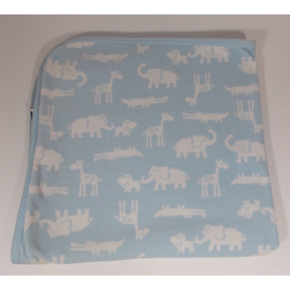 Carters Safari Baby Blanket 28in Blue Security Lovey Elephant Giraffe Hippo Boy